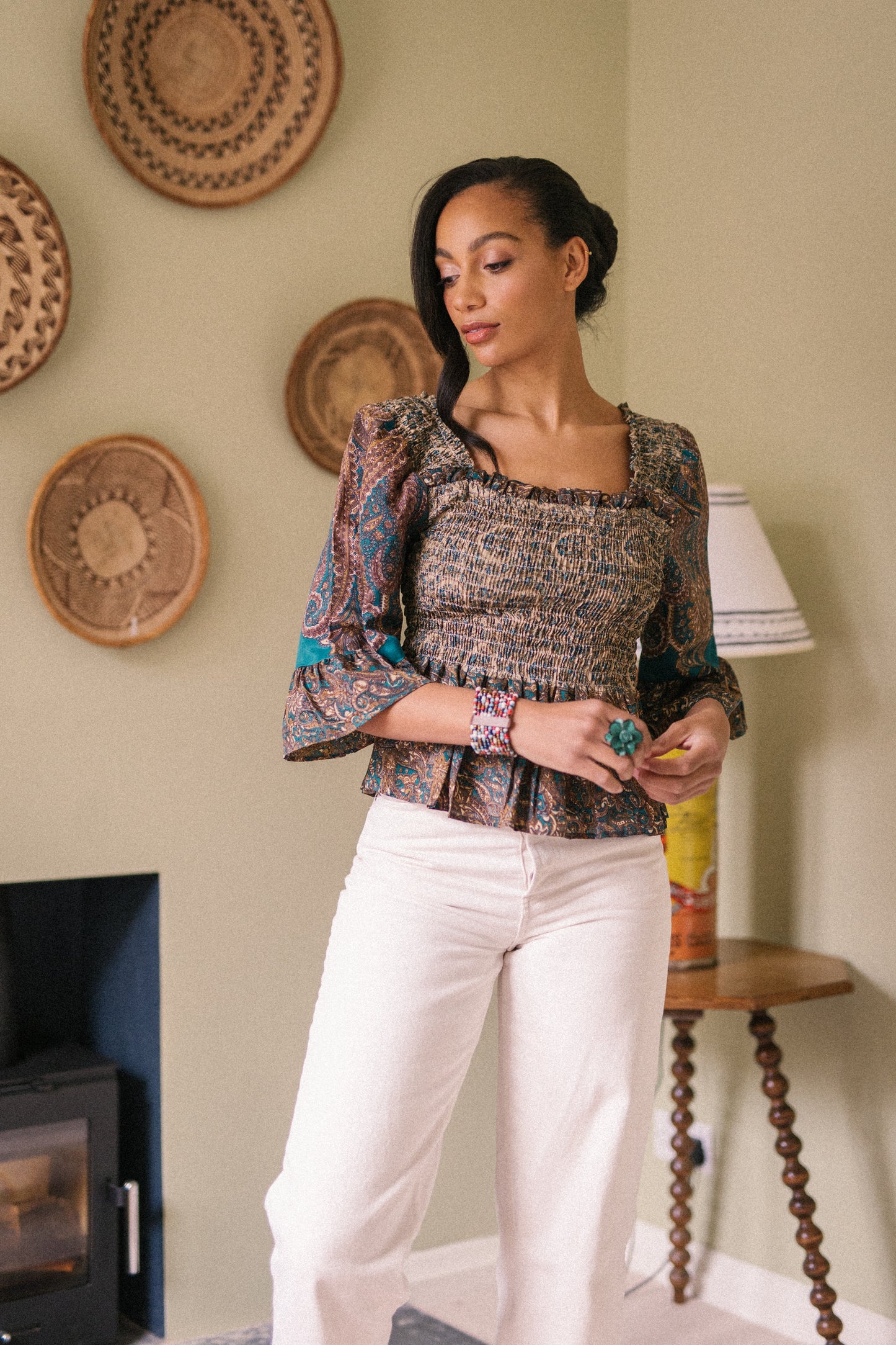 Joelyn Silk Smock Top