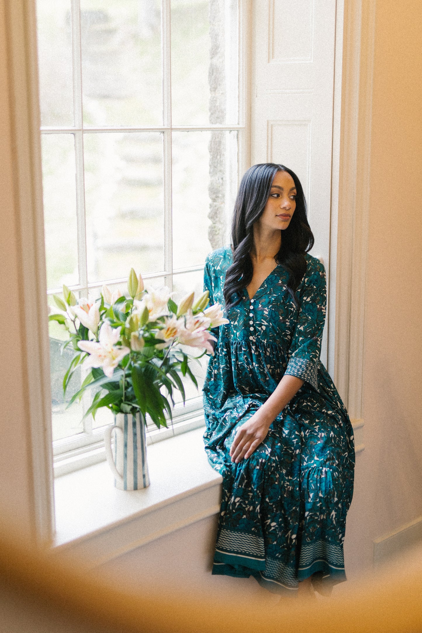 Prairie V-neck Silk Dress