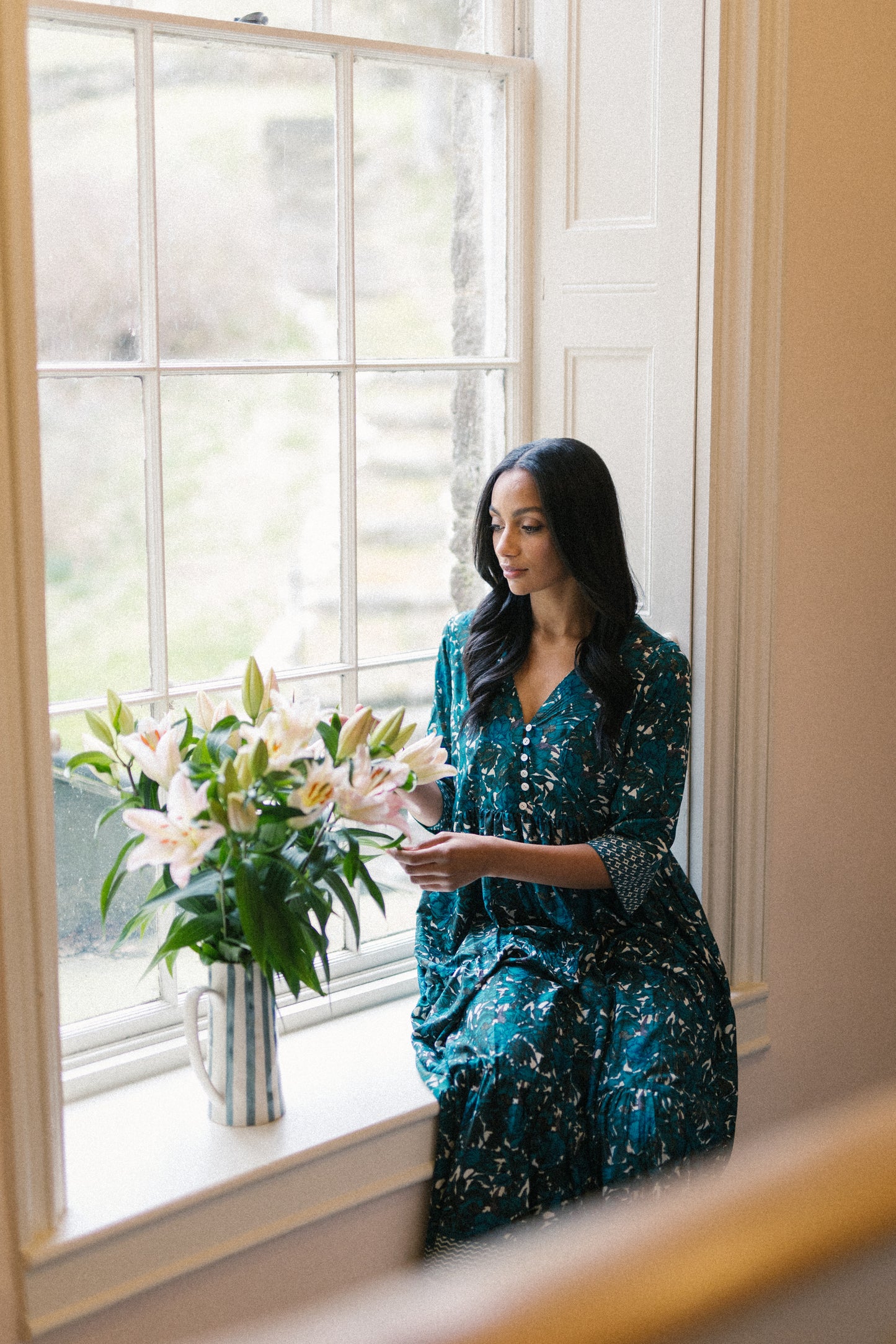 Prairie V-neck Silk Dress