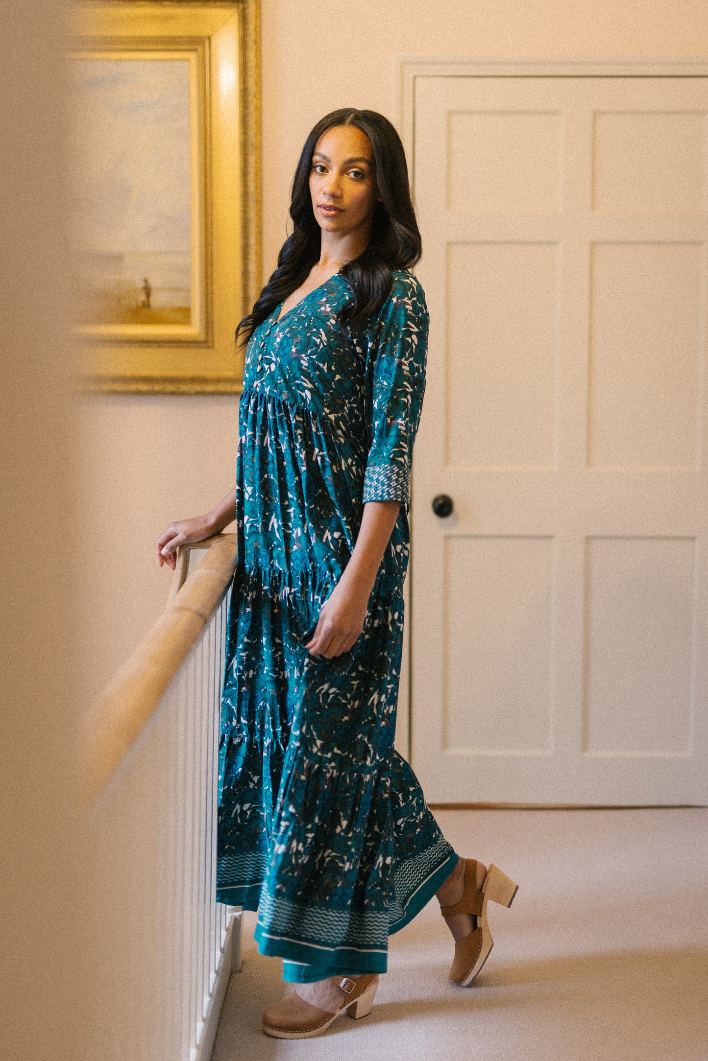 Prairie V-neck Silk Dress