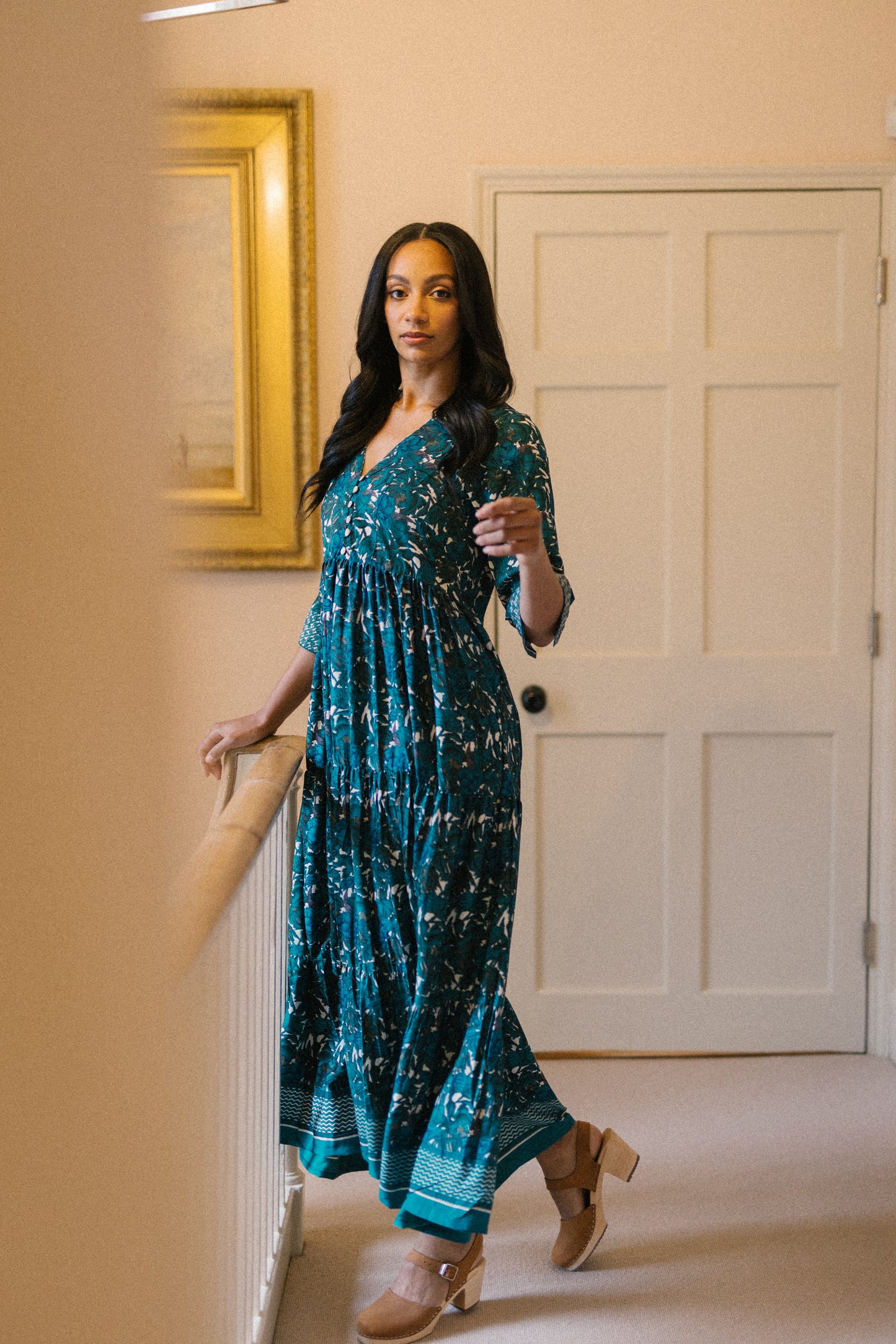 Prairie V-neck Silk Dress