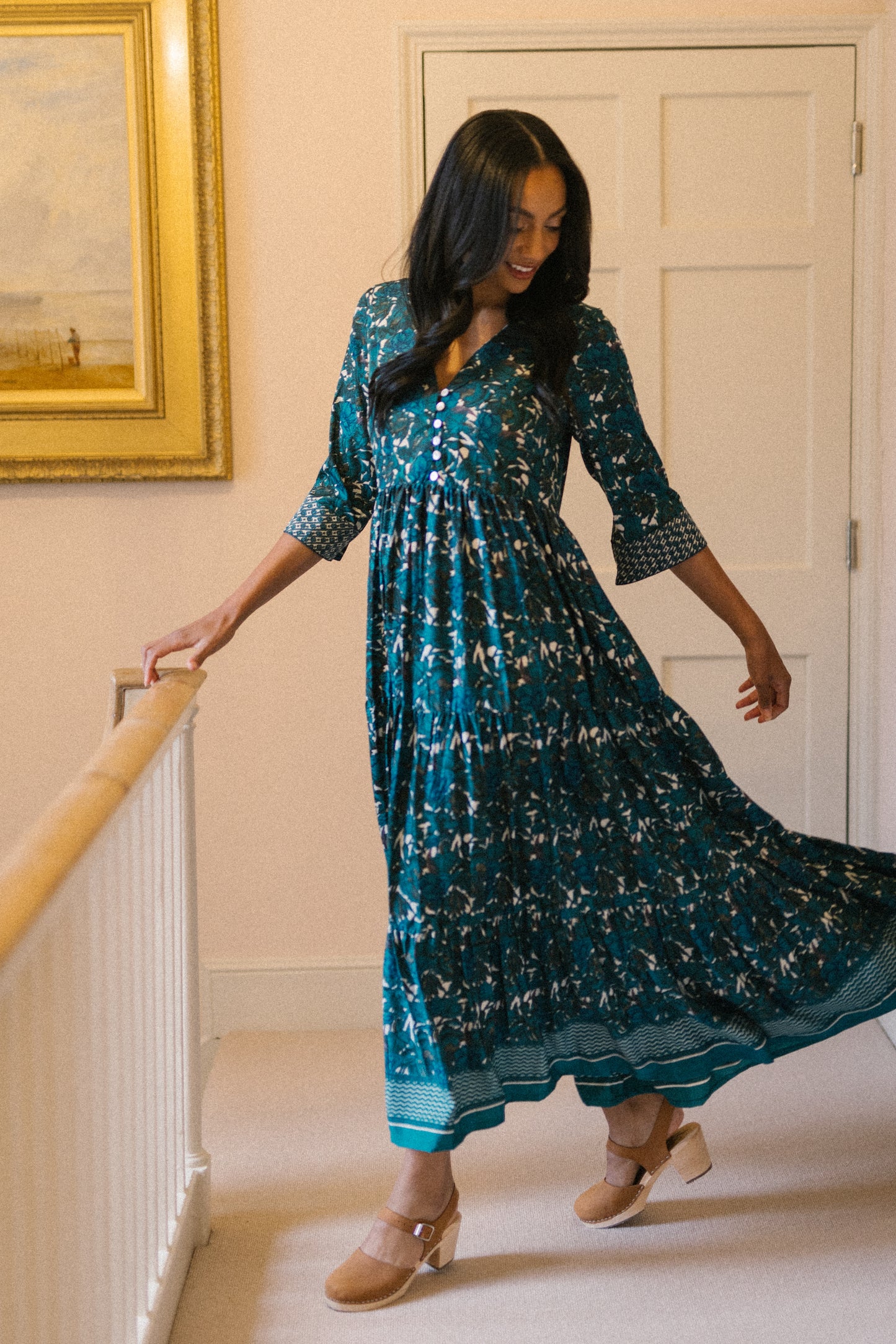 Prairie V-neck Silk Dress
