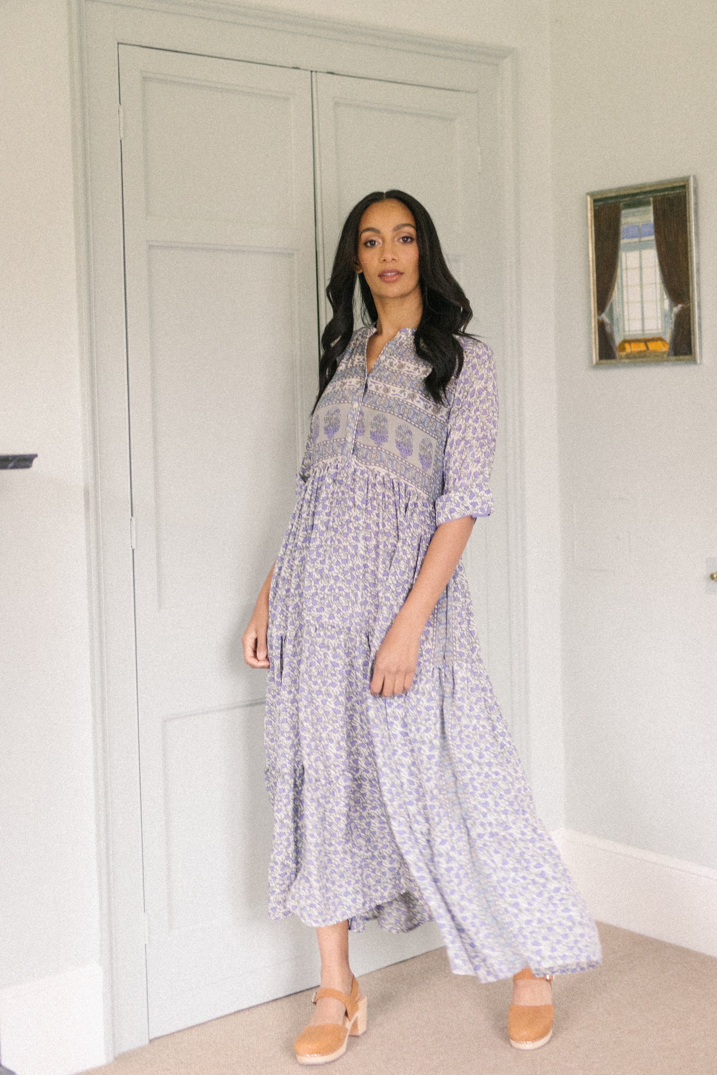 Prairie Round Neck Silk Dress