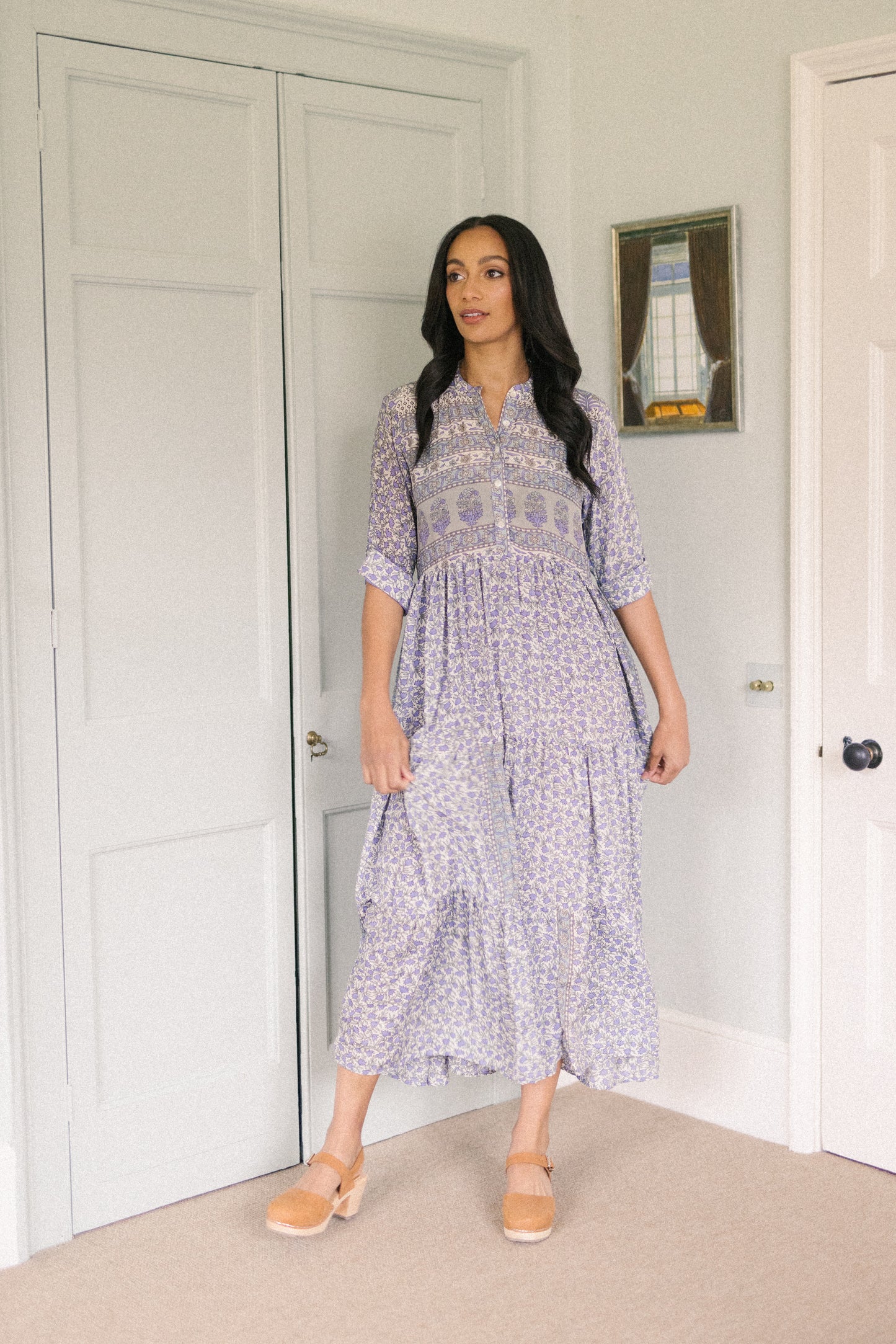 Prairie Round Neck Silk Dress