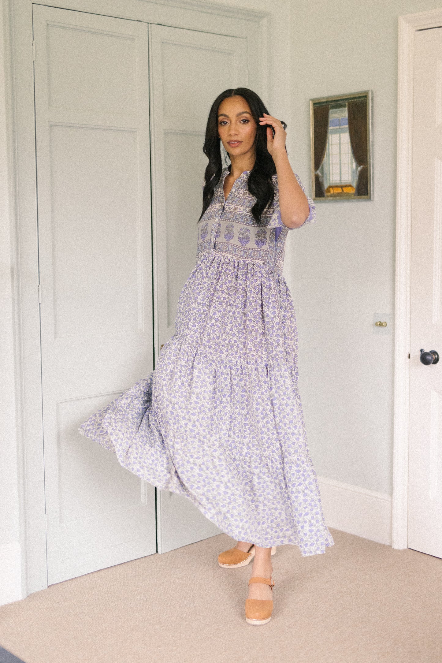 Prairie Round Neck Silk Dress