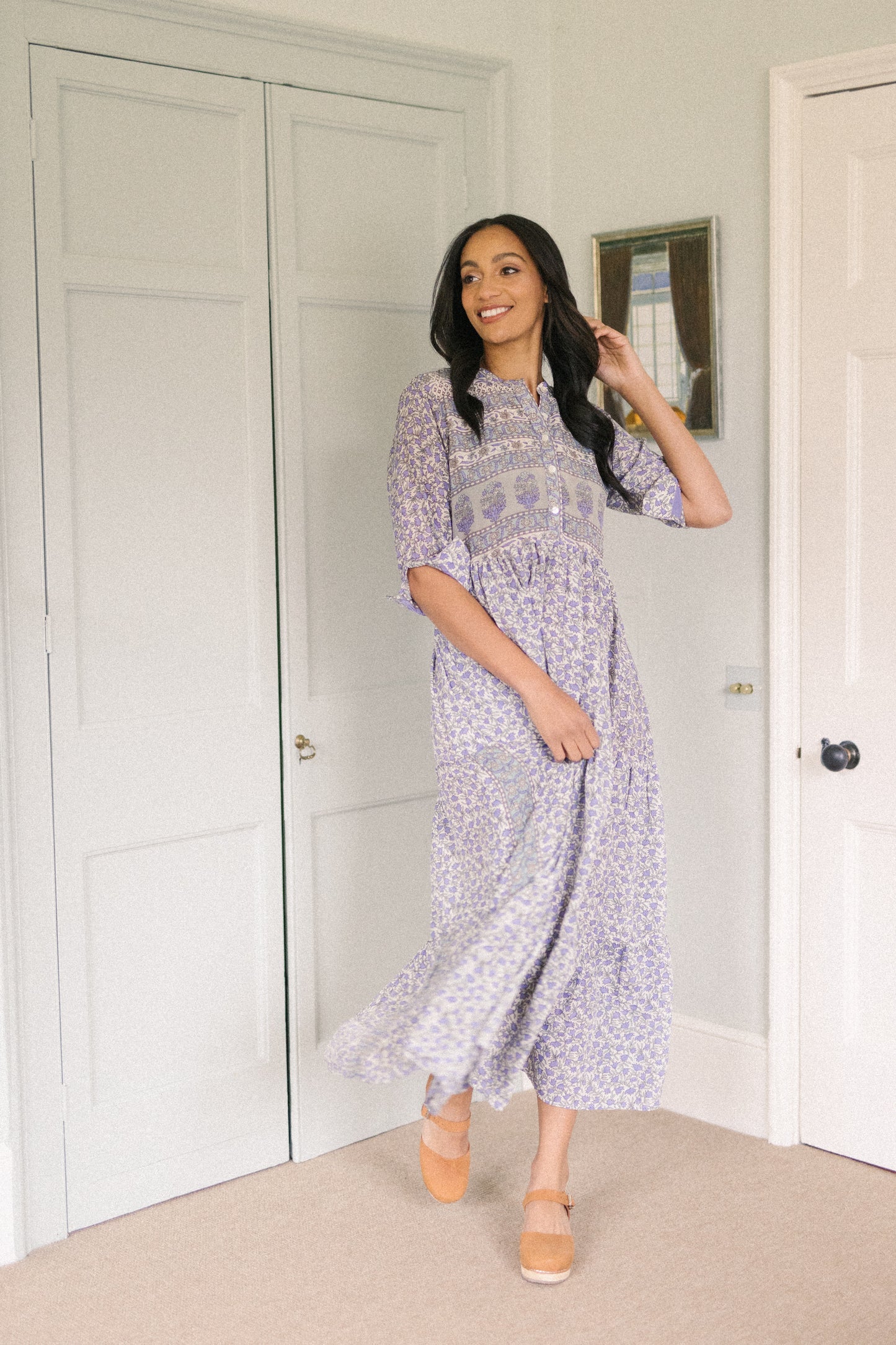 Prairie Round Neck Silk Dress
