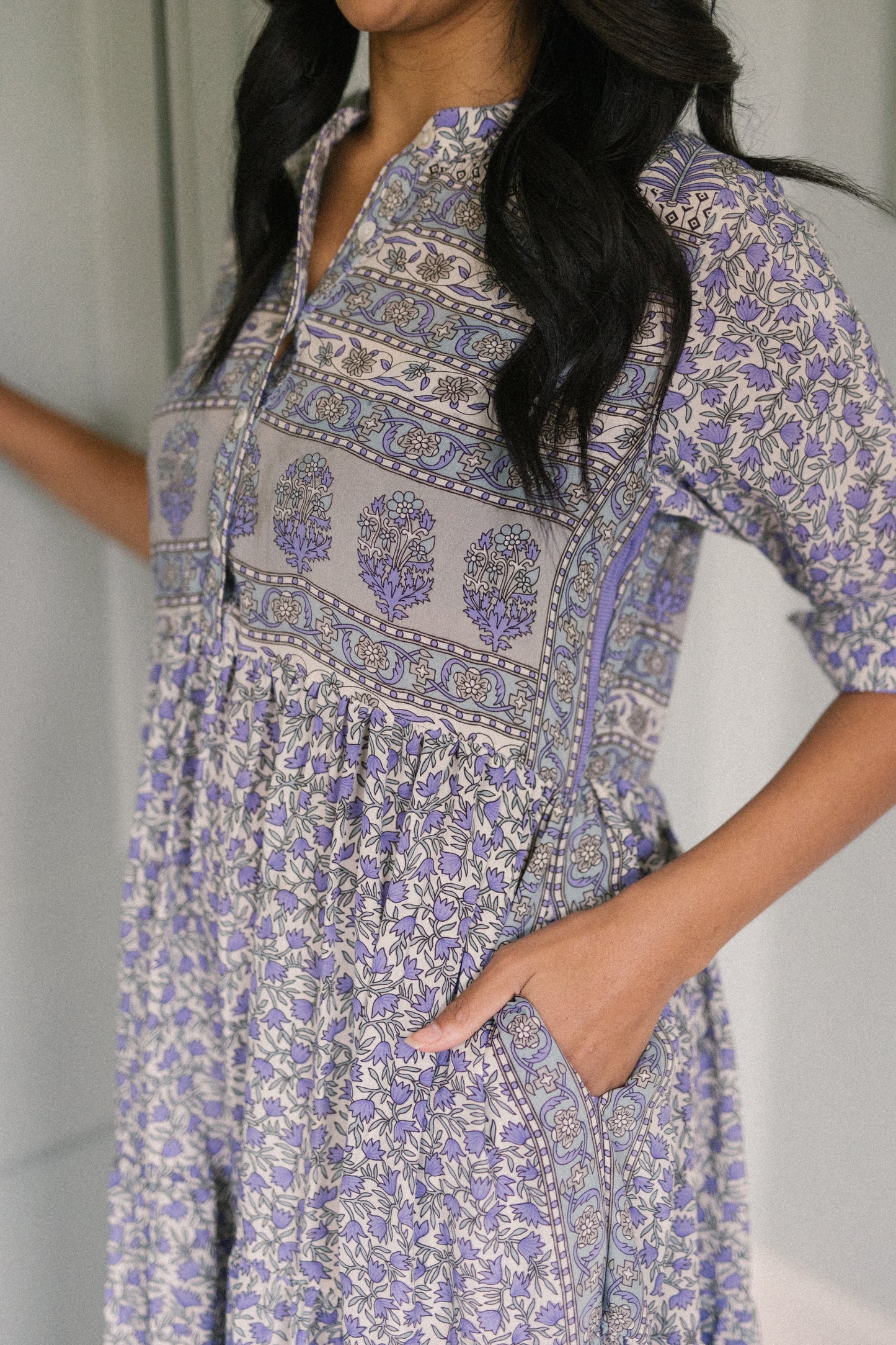 Prairie Round Neck Silk Dress