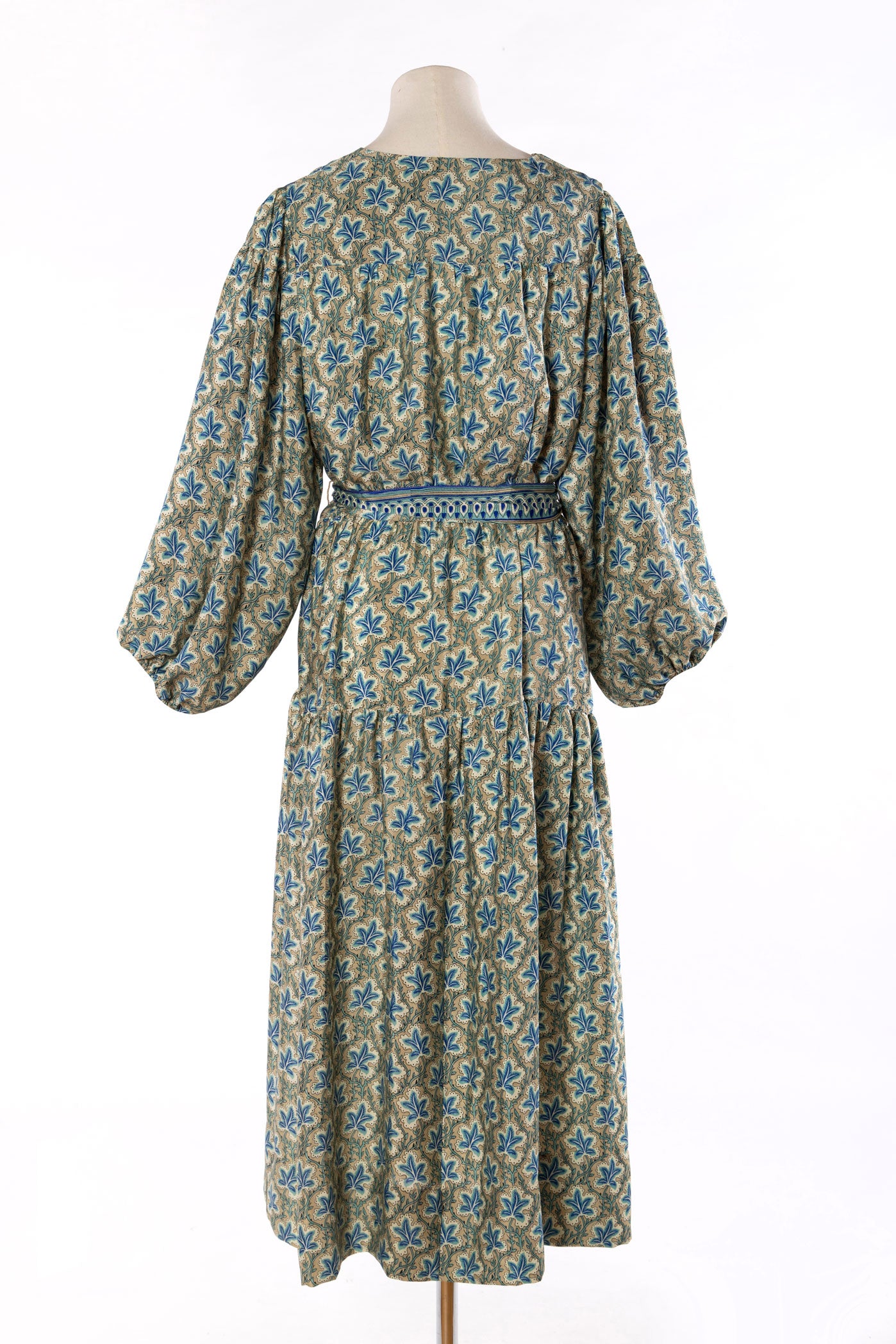 Lola Silk Dress - Blue Palm 009