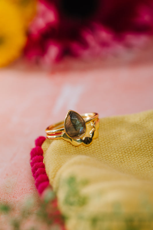 Gold Vermeil Twin Ring in Labradorite