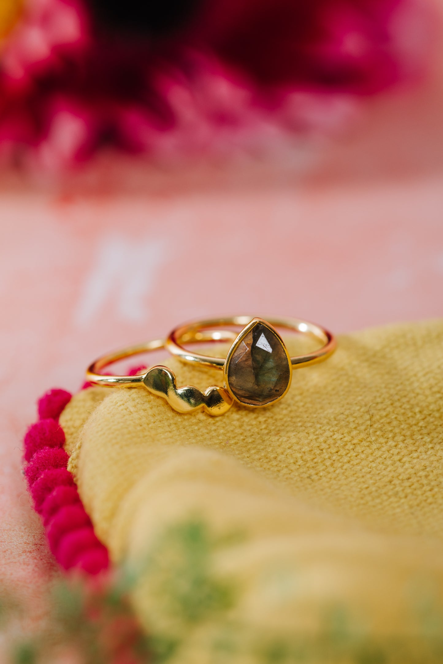 Gold Vermeil Twin Ring in Labradorite