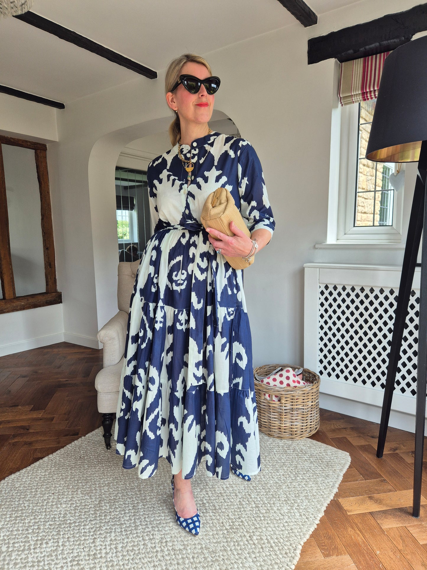 Prairie Abstract Dress - Navy