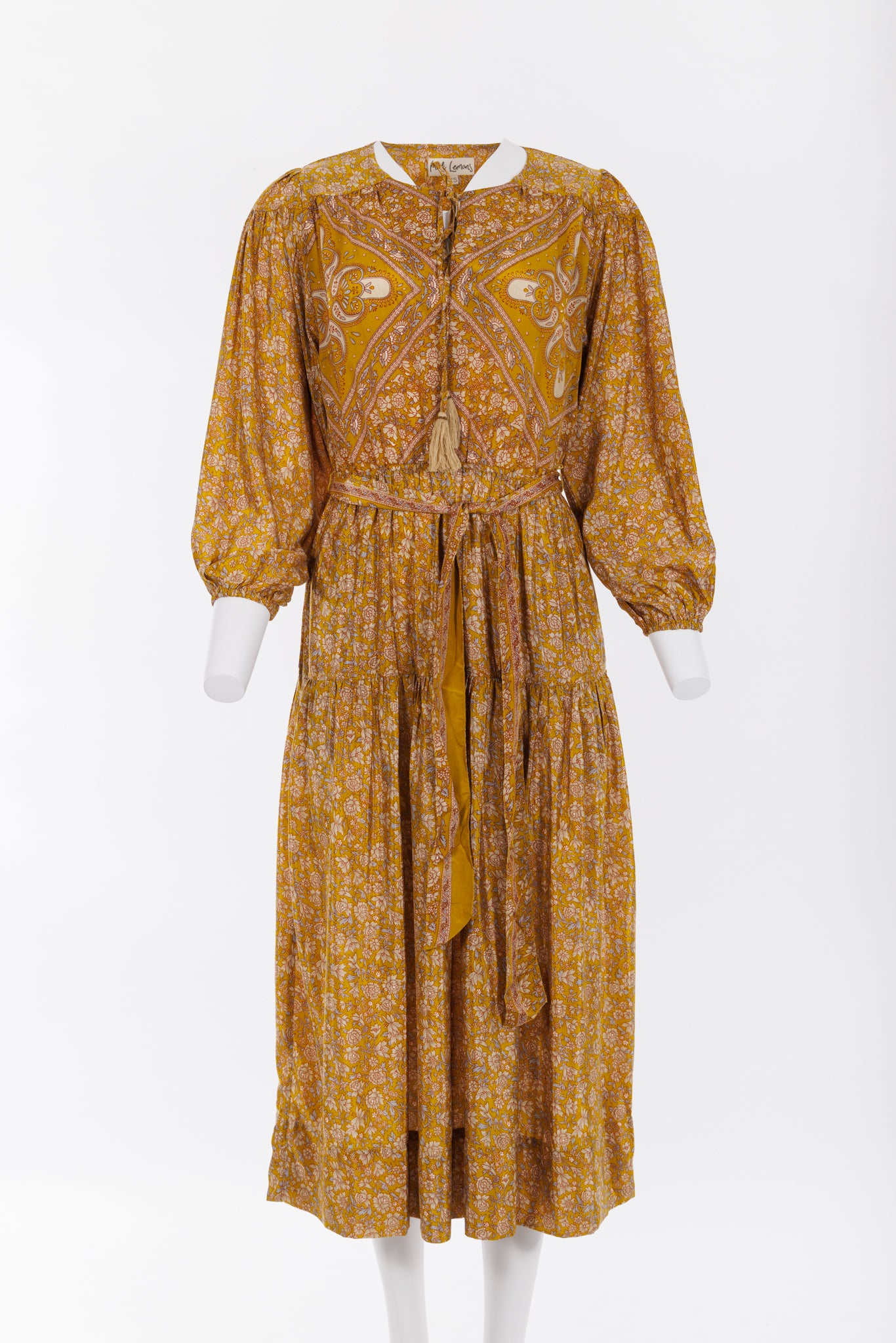 Lola Silk Dress XS - Golden Green Floral Print 085