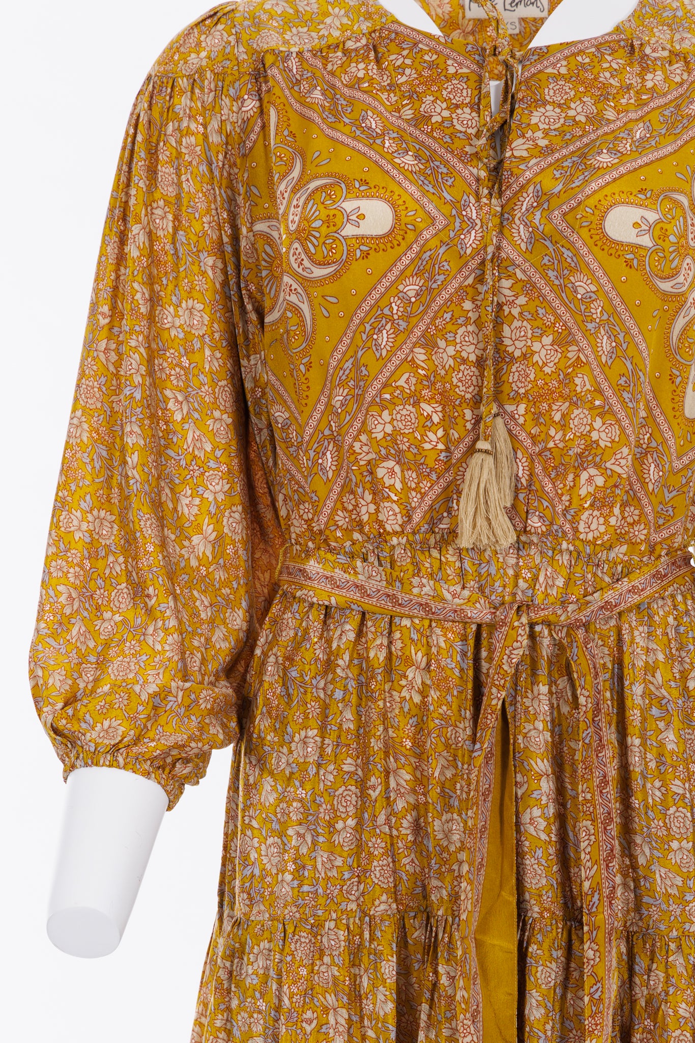 Lola Silk Dress XS - Golden Green Floral Print 085