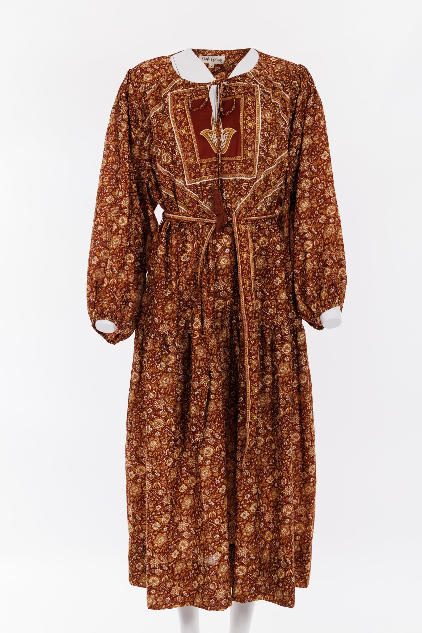 Lola Silk Dress 2XL - Burgundy Floral Print 071