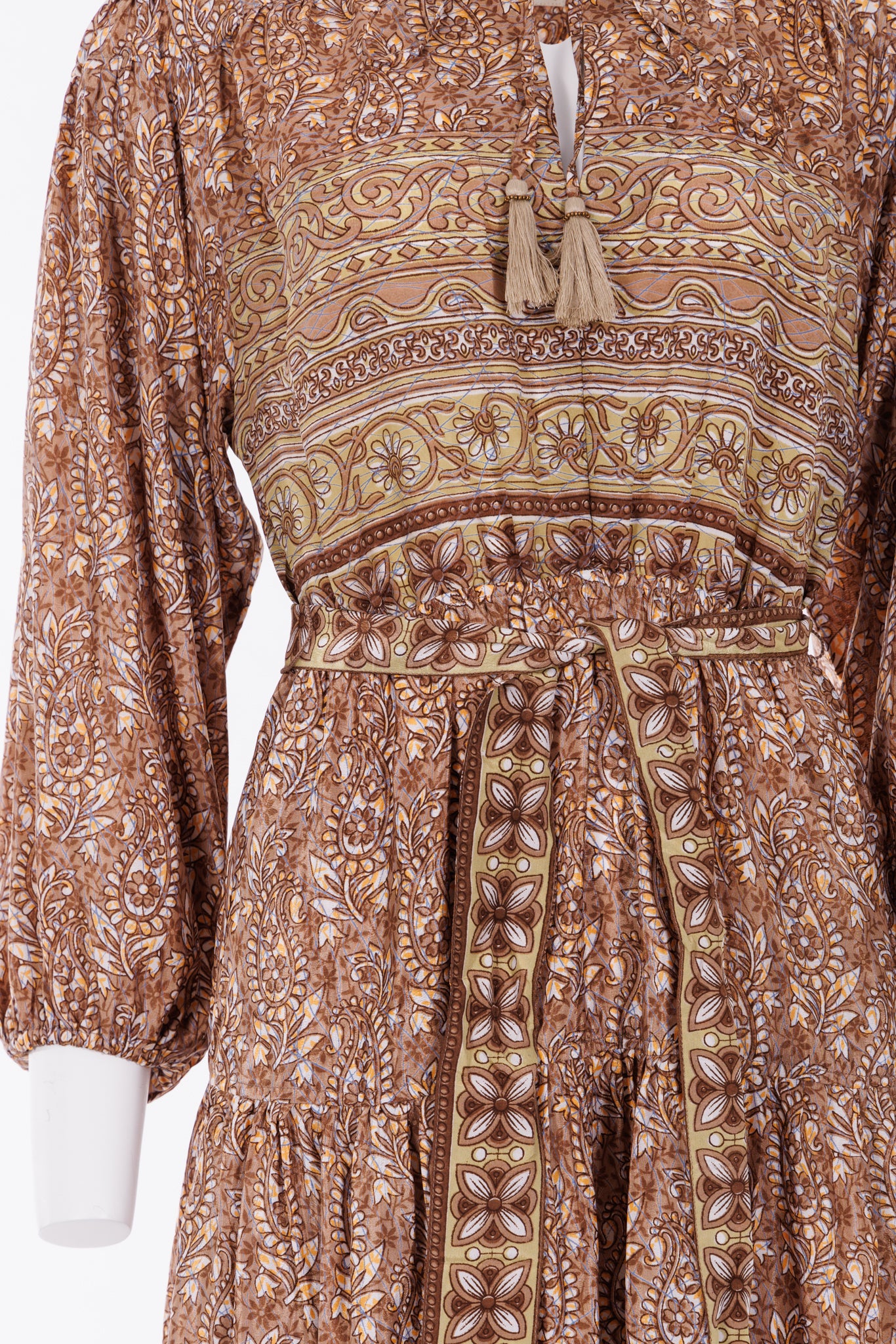 Lola Silk Dress S - Mocha Paisley Print 051