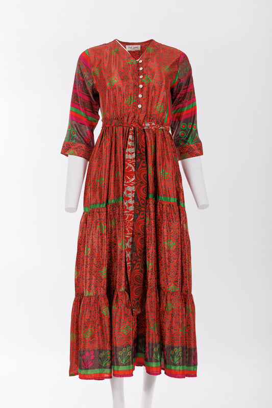 Prairie V-neck Silk Dress XS - 0026