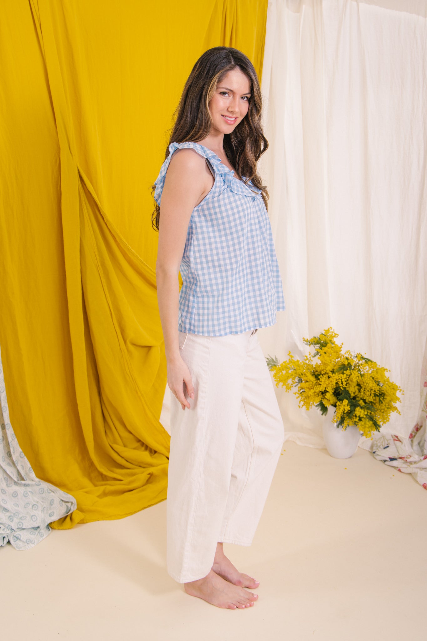 Clementine Camisole-Blue Gingham