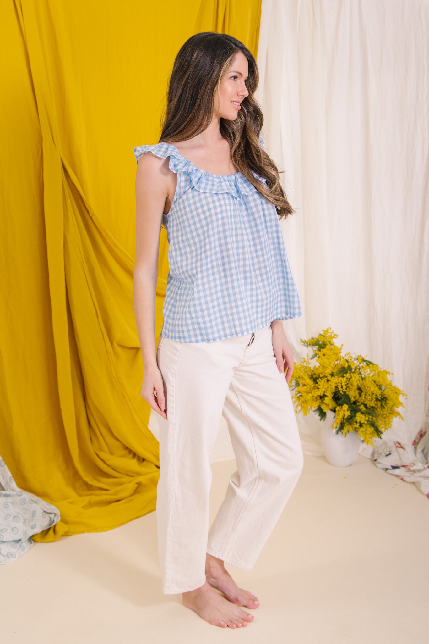 Clementine Camisole-Blue Gingham