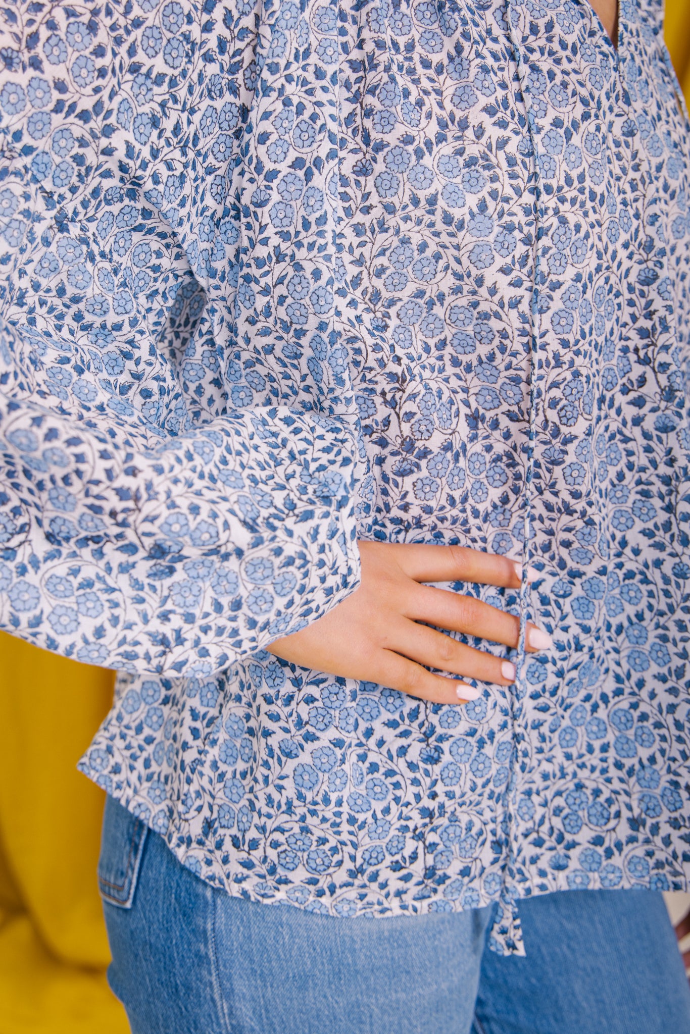 Cotton Blouse - Blue Floral
