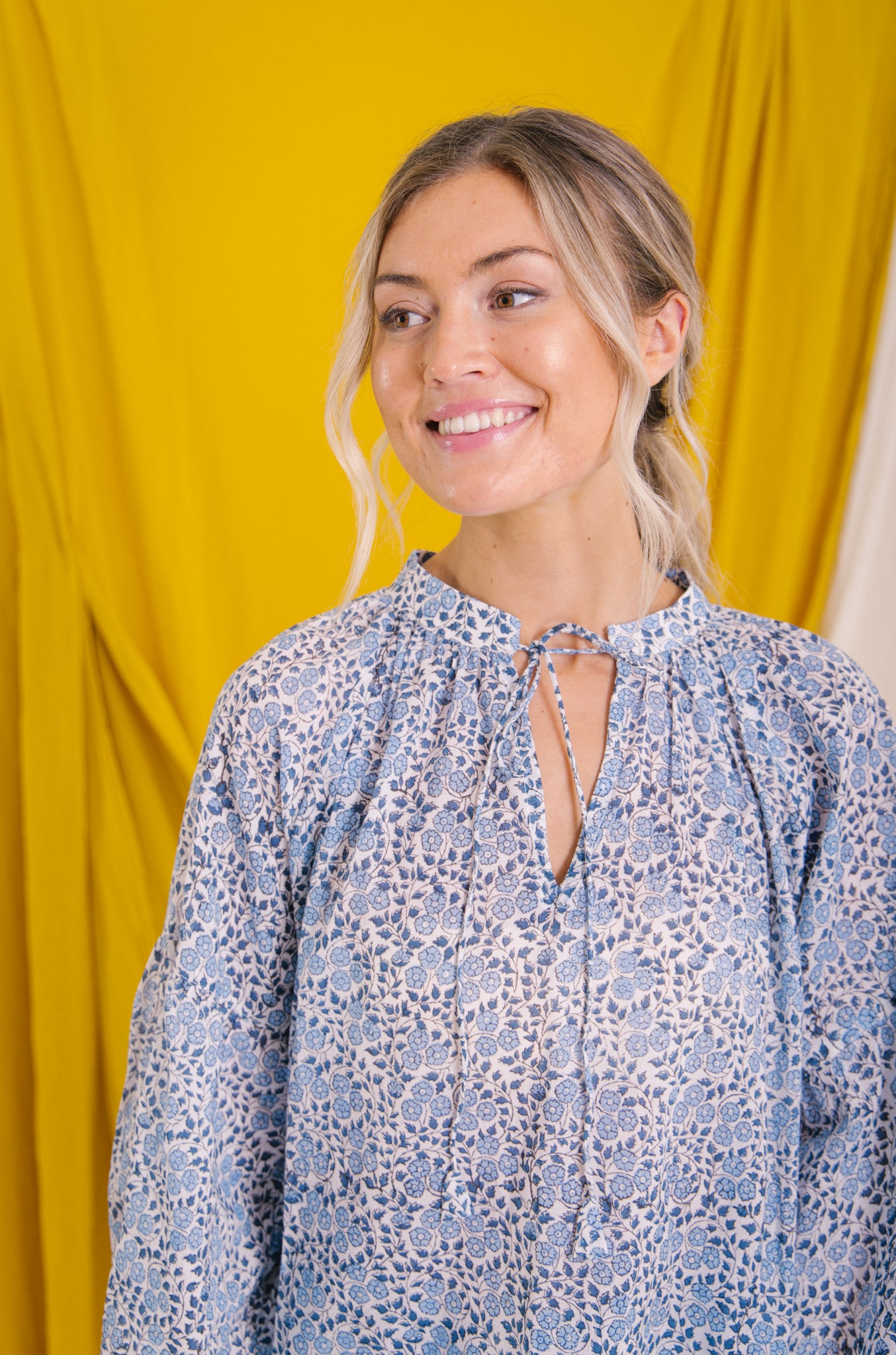 Cotton Blouse - Blue Floral