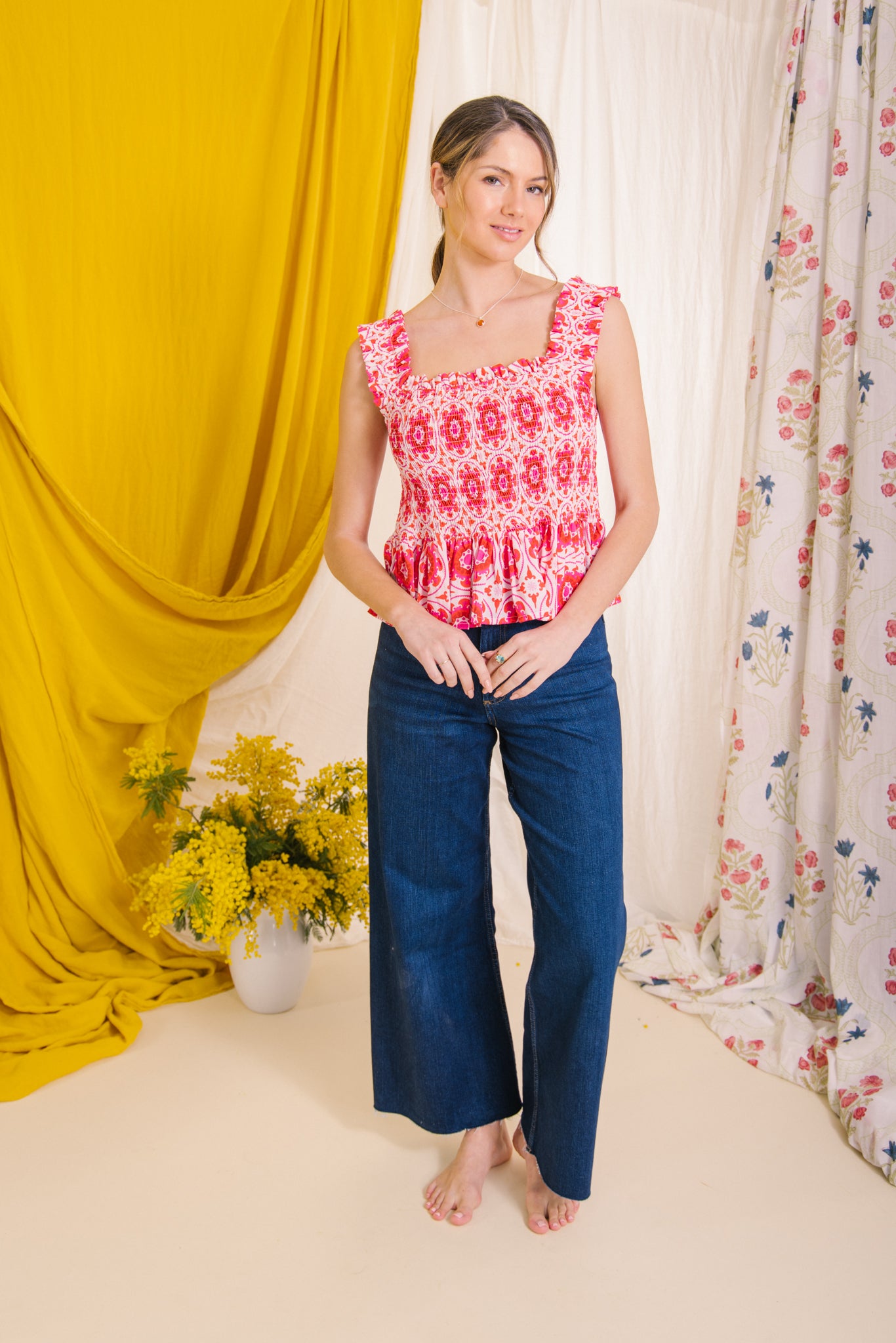 Nixie Smock Camisole in Pink (co-ords)