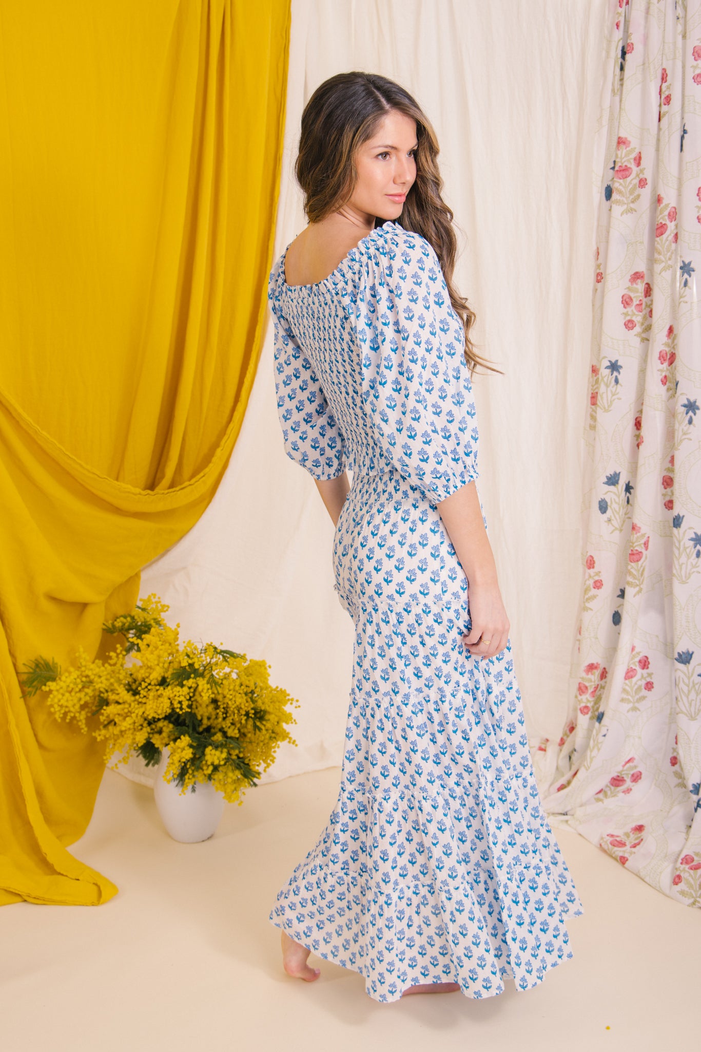 Flores Smock Top - Blue