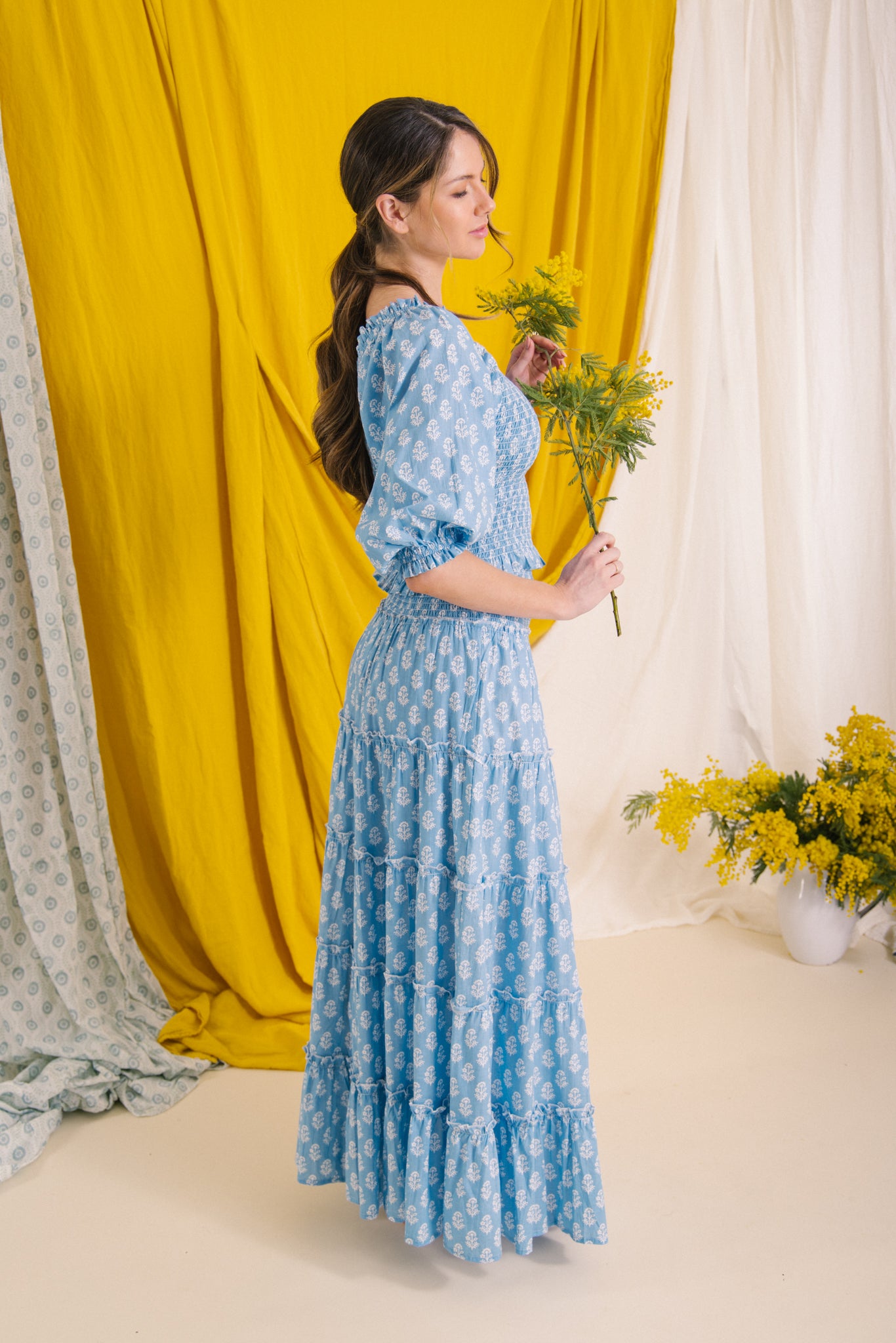 Mona Smock Top -Vintage Blue