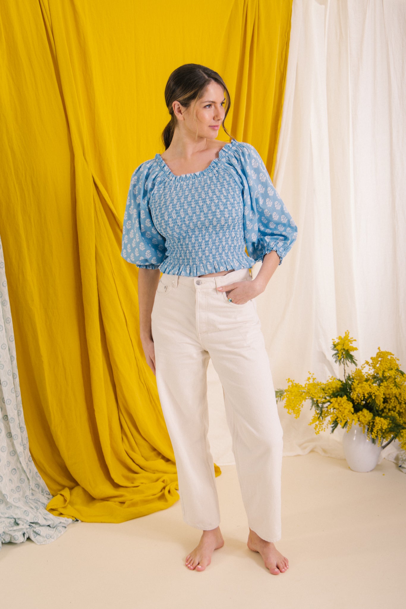 Mona Smock Top -Vintage Blue