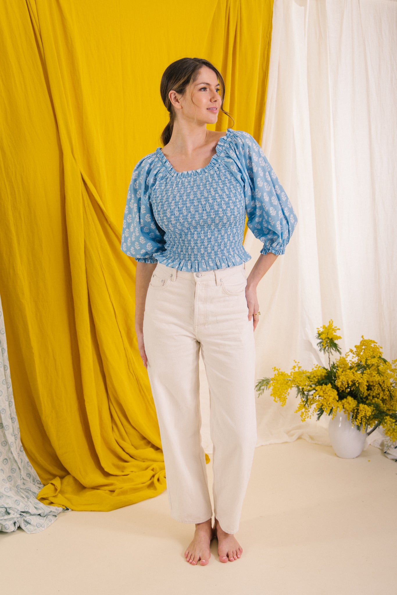 Mona Smock Top -Vintage Blue