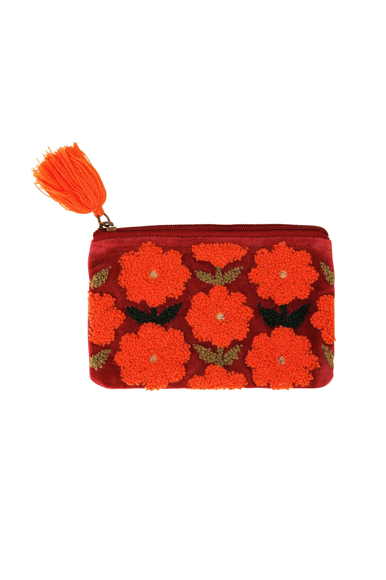 Rambling Flower Pouch -Burgundy
