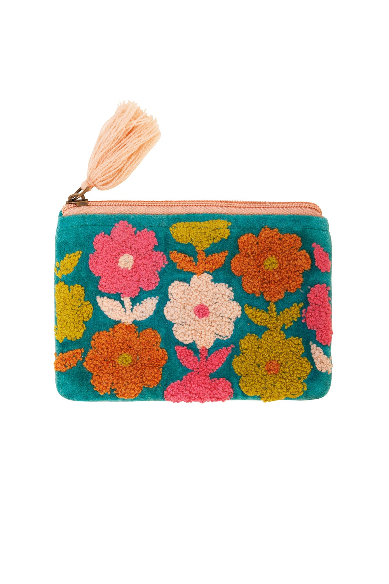 Rambling Flower Pouch -Aqua