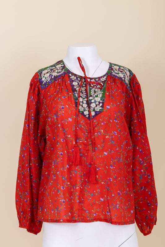 Lolita Embroidered Silk Blouse S - 057