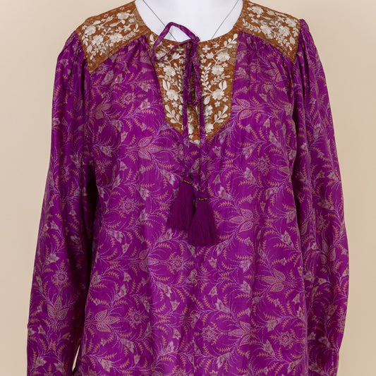 Lolita Embroidered Silk Blouse S - 049