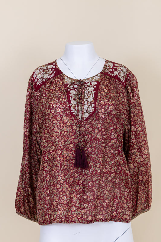 Lolita Embroidered Silk Blouse L - 046