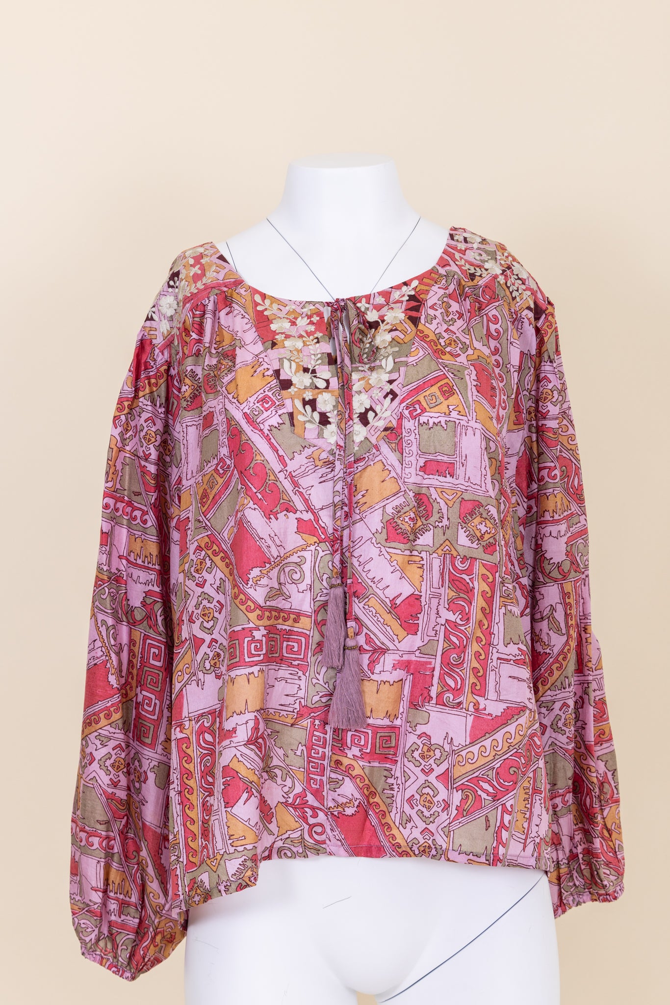 Lolita Embroidered Silk Blouse XXXL - 062