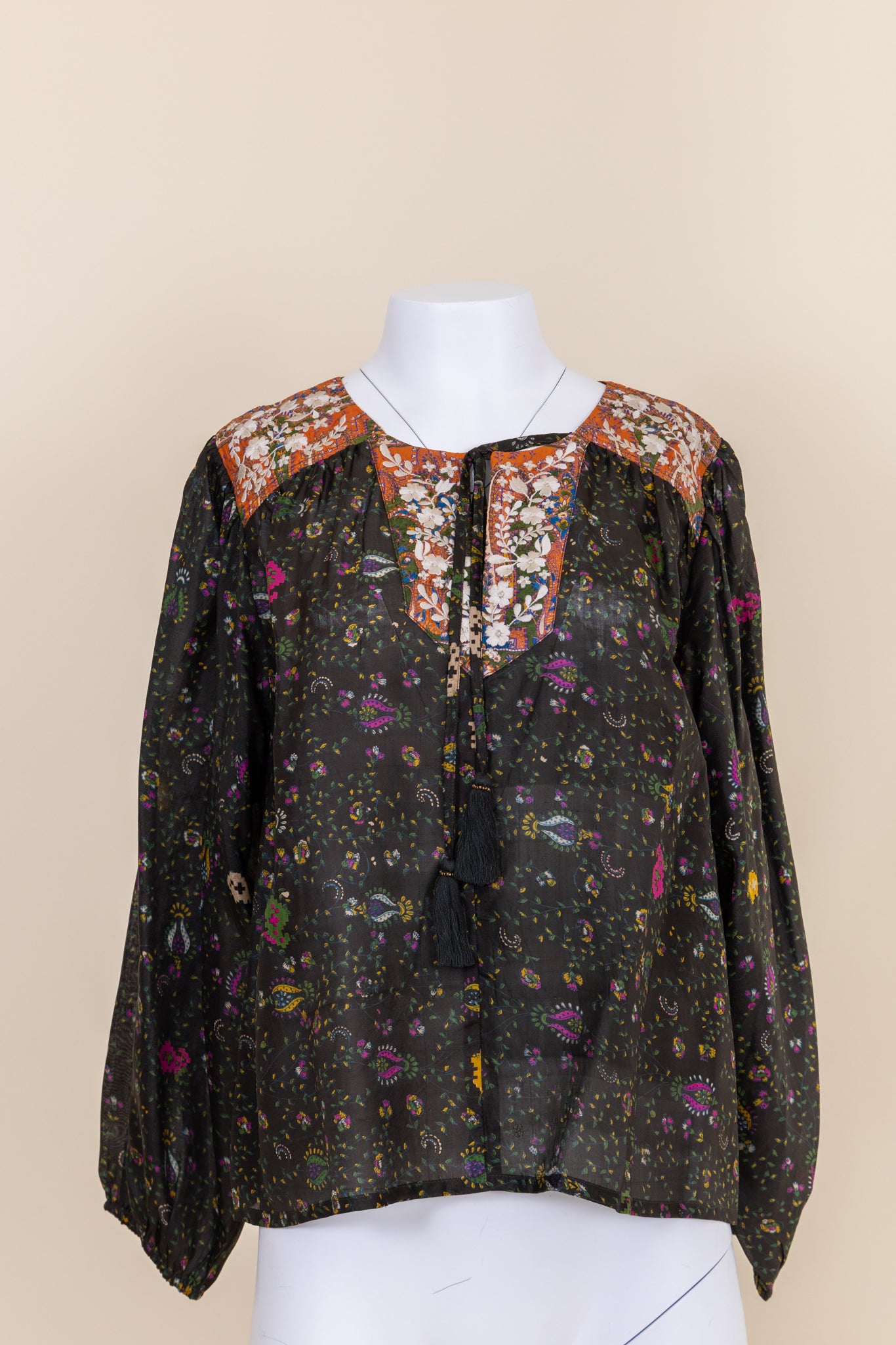 Lolita Embroidered Silk Blouse M - 043