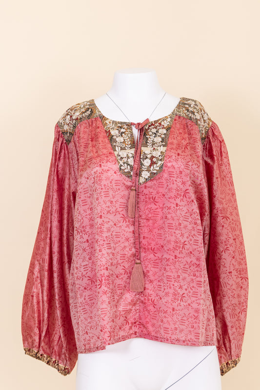 Lolita Embroidered Silk Blouse XXL - 064