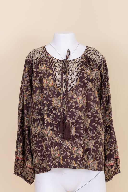 Lolita Embroidered Silk Blouse XXXL - 044