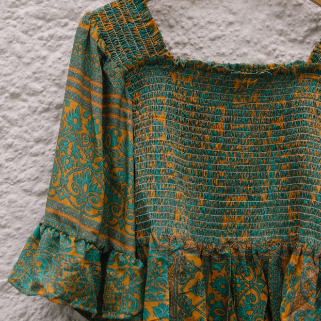 Joelyn Silk Smock Blouse - L - 118