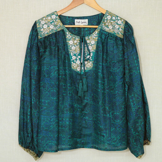 Lolita Embroidered Silk Blouse XL - 039