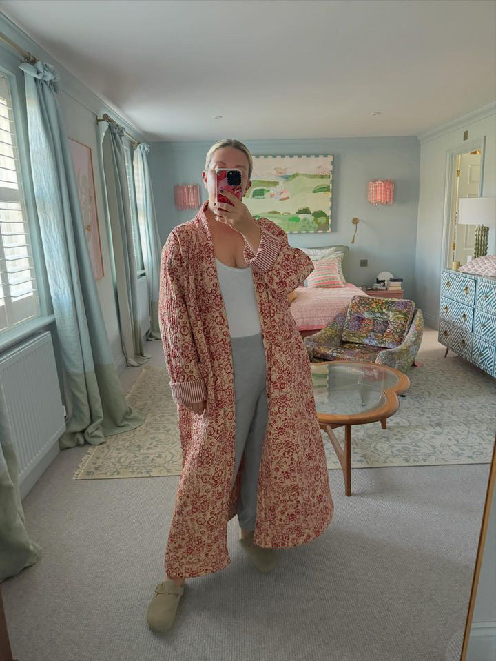 Quilted Dressing Gown - Cherry Blossom