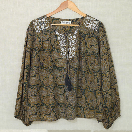 Lolita Embroidered Silk Blouse XXXL - 021