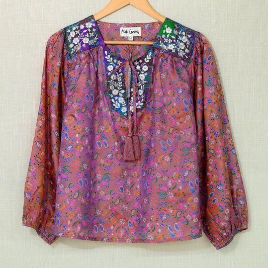 Lolita Embroidered Silk Blouse L - 024