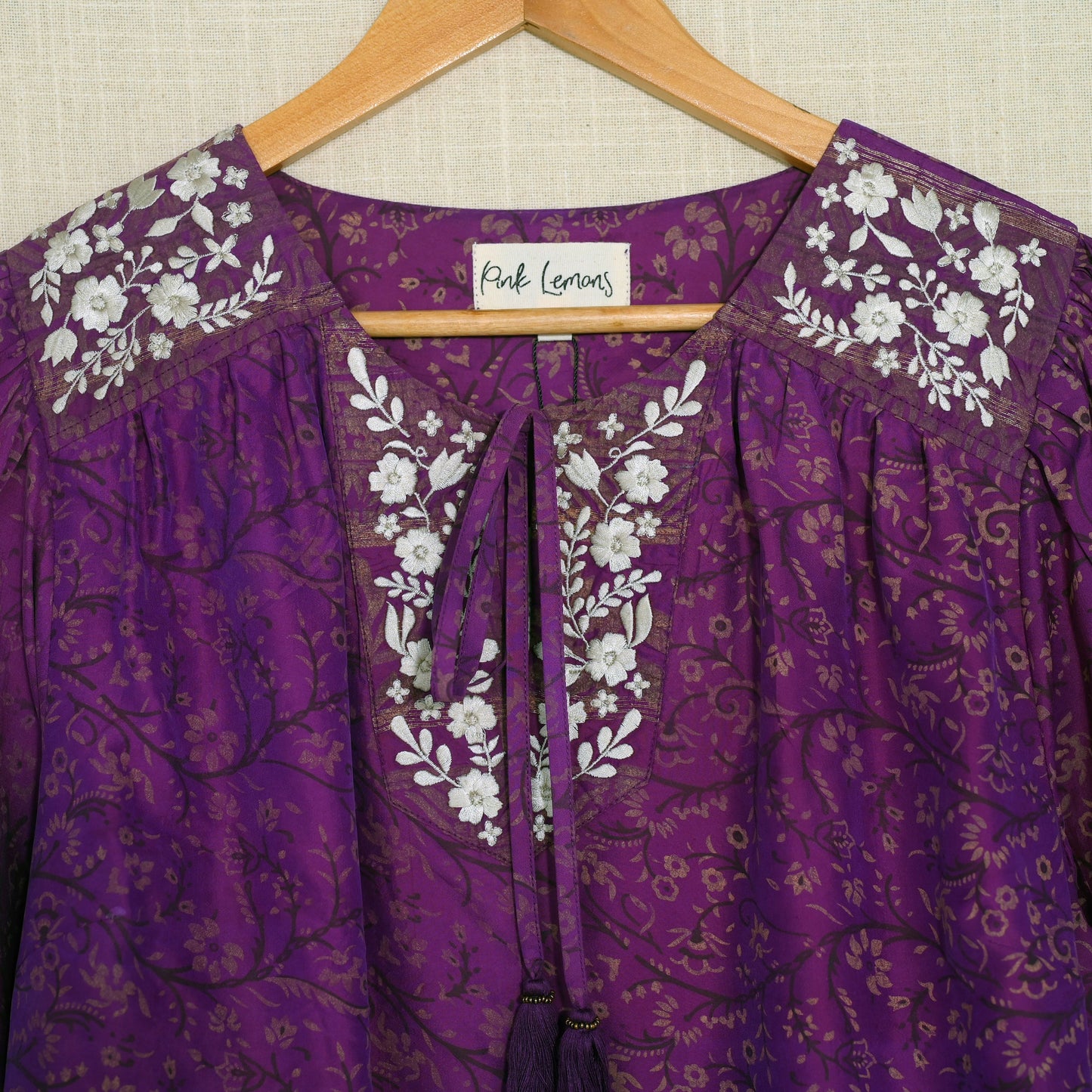 Lolita Embroidered Silk Blouse M - 030