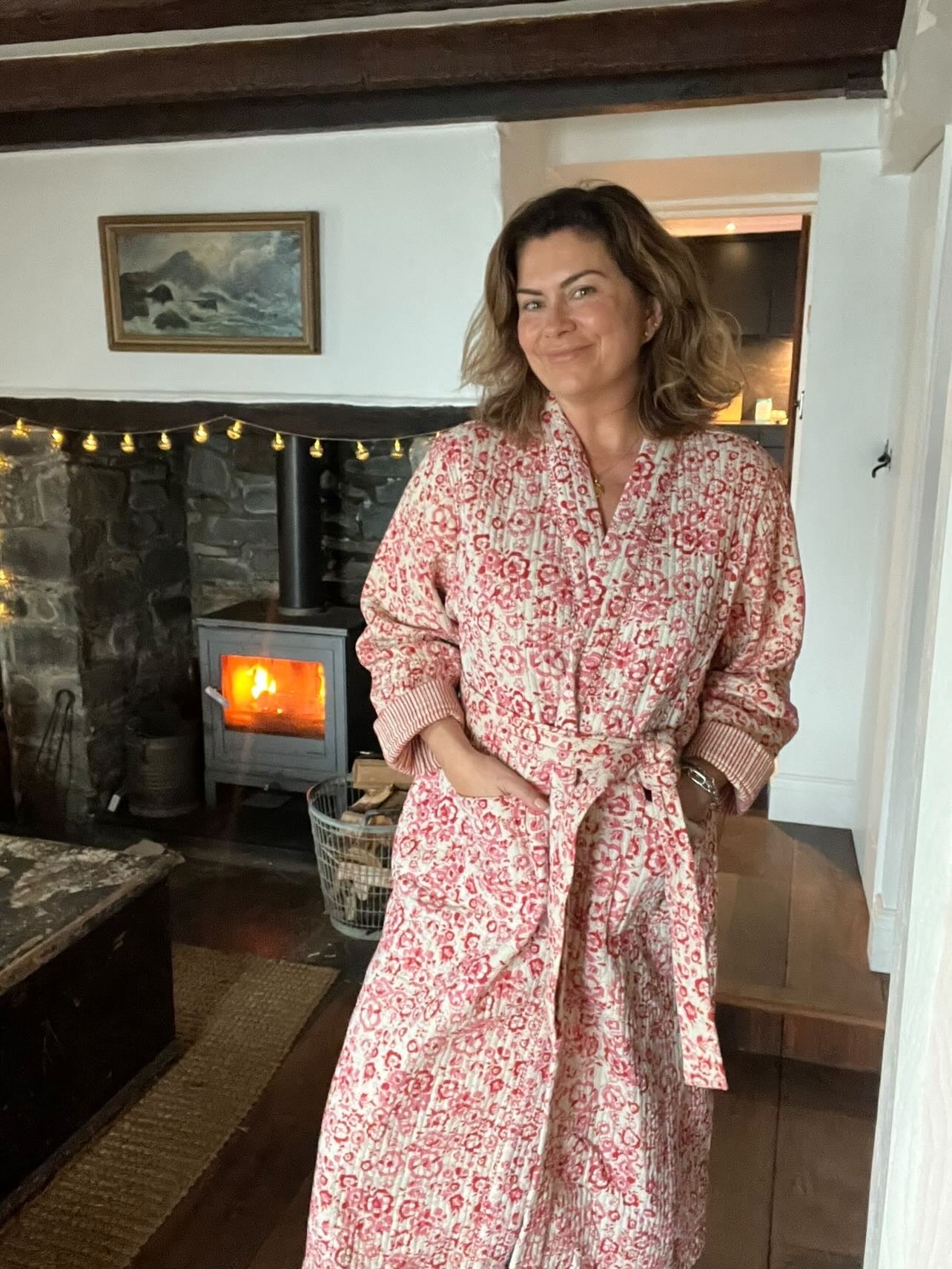 Quilted Dressing Gown - Cherry Blossom