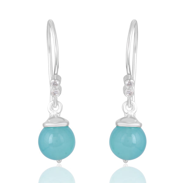 Isabella Hook Earrings Silver - Aqua Chalcedony