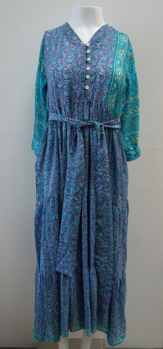 Prairie V-neck Silk Dress XS - 0001