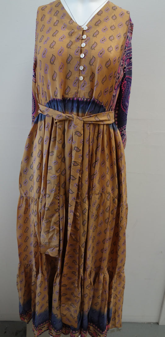 Prairie V-neck Silk Dress XS - 0003