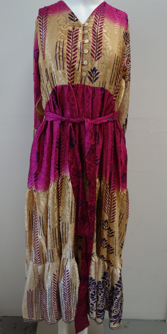 Prairie V-neck Silk Dress XS - 0004