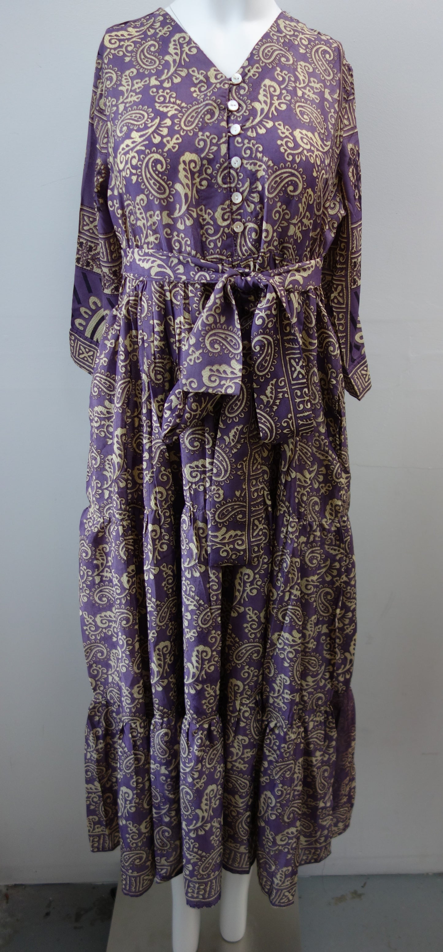 Prairie V-neck Silk Dress S - 0011